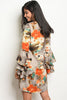 BEAUTIFUL EARTH TONE FLORAL BELL SLEEVE DRESS